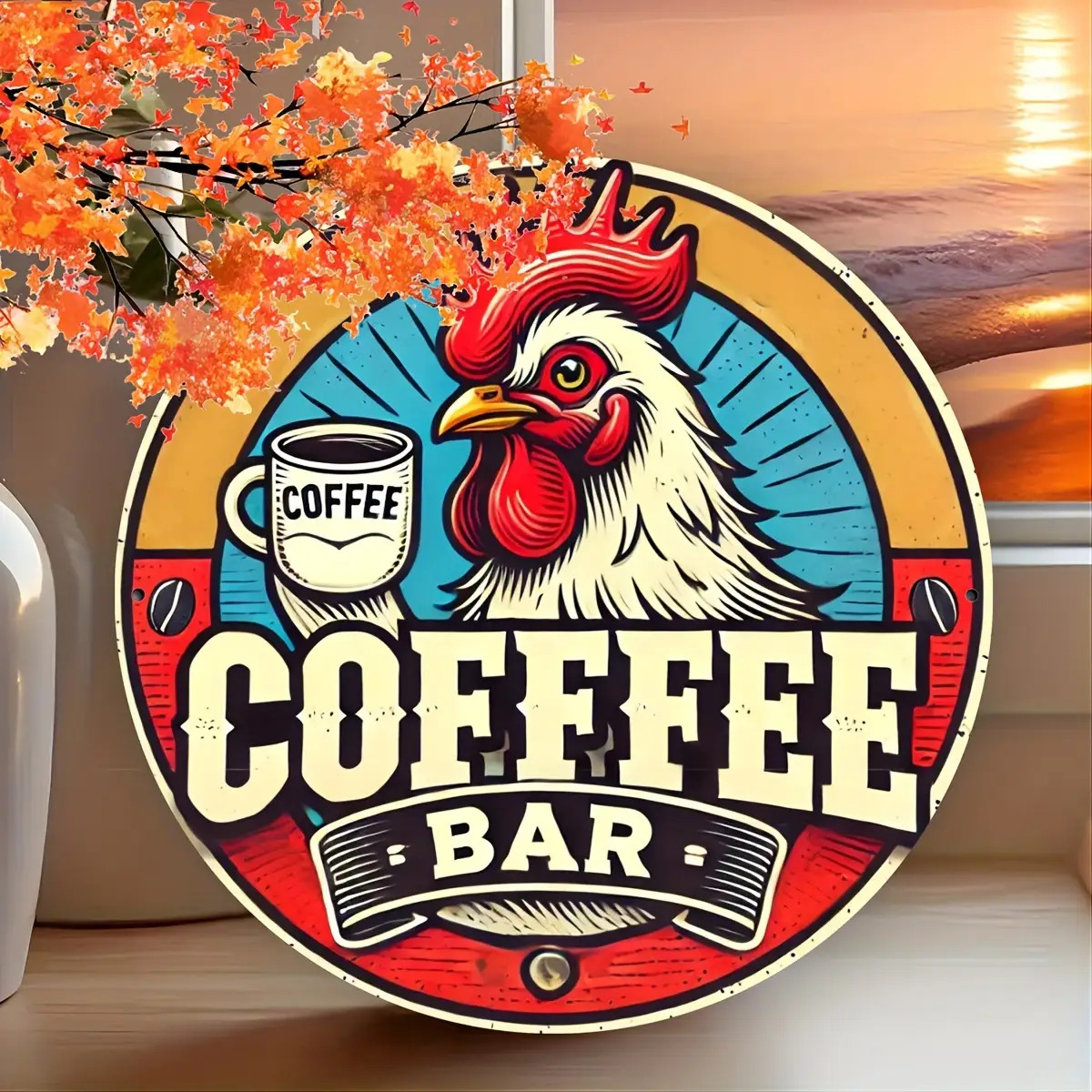 Home Bar And Coffee - Insegna vintage 2D in alluminio |